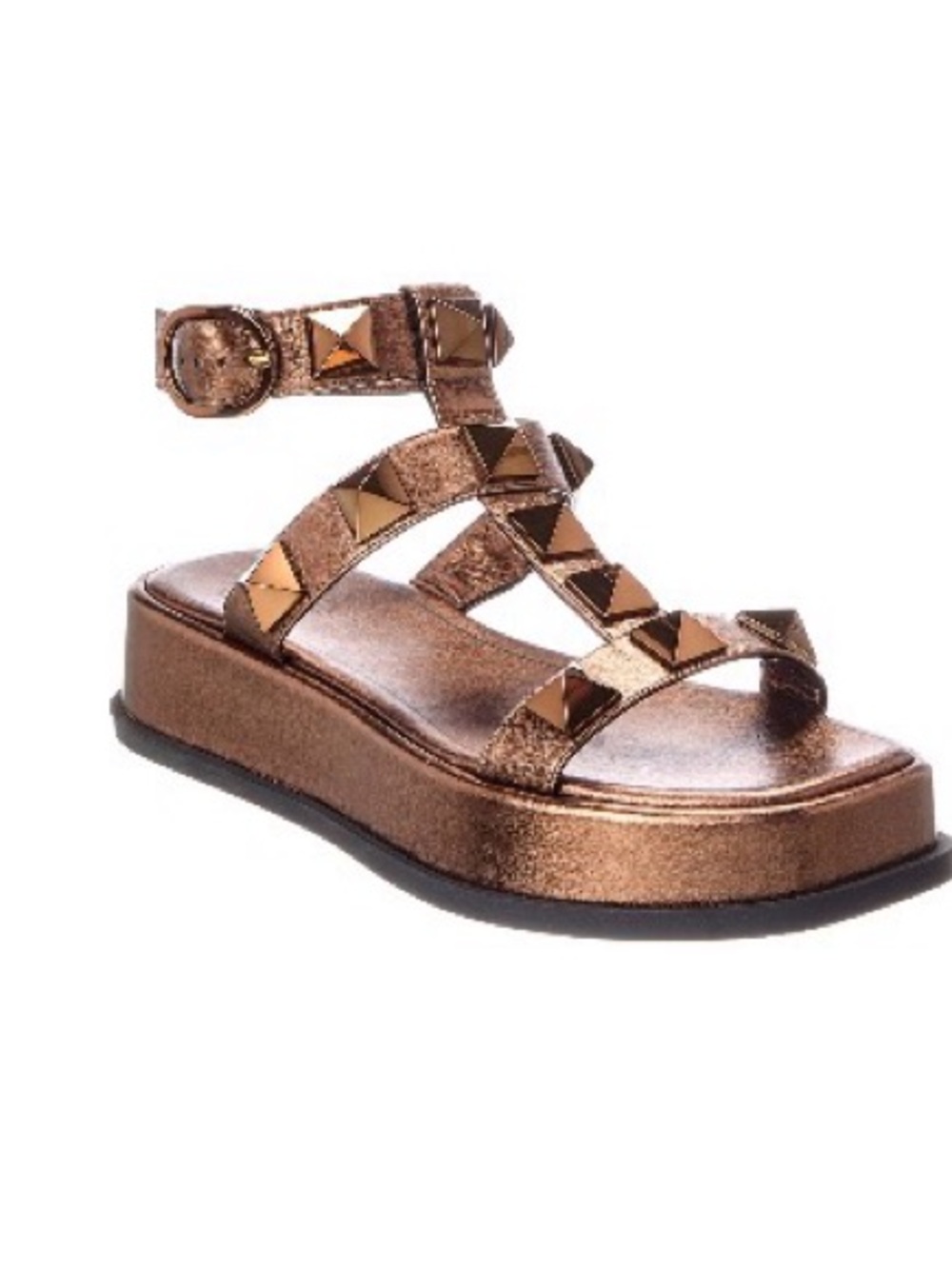 Valentino Metallic Bronze Studded Platform Sandals